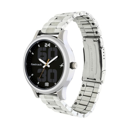 Fastrack Men Bold Quartz Analog Black Dial Stainless Steel Strap Watch for Guys-NS38051SM07 