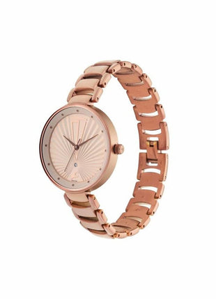 Fastrack Ruffles Quartz Analog with Date Beige Dial Stainless Steel Strap Watch for Girls-NS6216QM01 