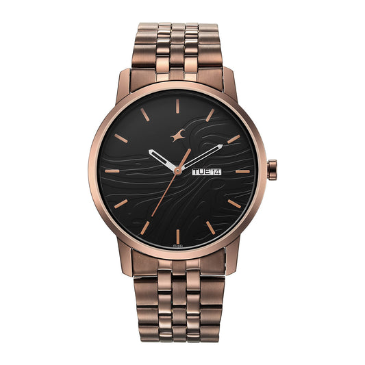 Fastrack Urban Camo Black Dial Analog Mens Stainless Steel Watch for Guys-NS3295QM01 