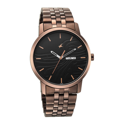 Fastrack Urban Camo Black Dial Analog Mens Stainless Steel Watch for Guys-NS3295QM01 