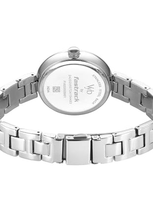 Fastrack Vyb Quartz Analog Pink MOP Dial Steel Alloy Strap Watch for Women-FV60055SM01W 
