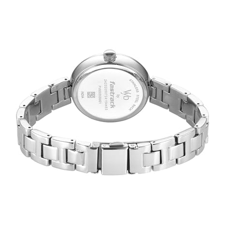 Fastrack Vyb Quartz Analog Pink MOP Dial Steel Alloy Strap Watch for Women-FV60055SM01W 