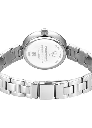 Fastrack Vyb Quartz Analog Pink MOP Dial Steel Alloy Strap Watch for Women-FV60055SM01W 