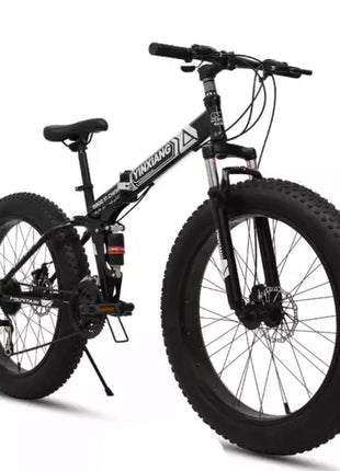 Fat Tyre Foldable Cycles for Adults & Unisex26 * 4T Dual Suspension Shimano Gear Cycle (Black) Inches,Folding Bike, 18 Inches 