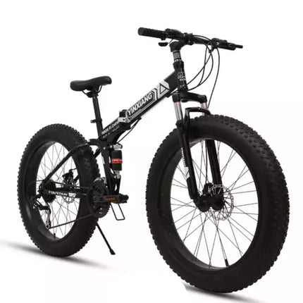 Fat Tyre Foldable Cycles for Adults & Unisex26 * 4T Dual Suspension Shimano Gear Cycle (Black) Inches,Folding Bike, 18 Inches 
