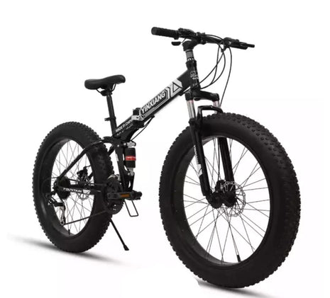 Fat Tyre Foldable Cycles for Adults & Unisex26 * 4T Dual Suspension Shimano Gear Cycle (Black) Inches,Folding Bike, 18 Inches 