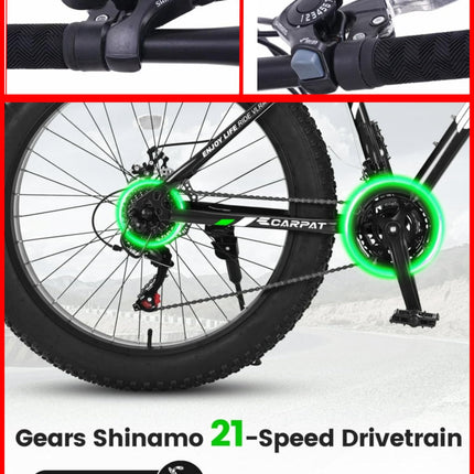 Fat Tyre Foldable Cycles for Adults & Unisex26 * 4T Dual Suspension Shimano Gear Cycle (Black) Inches,Folding Bike, 18 Inches 