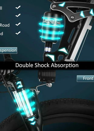 Fat Tyre Foldable Cycles for Adults & Unisex26 * 4T Dual Suspension Shimano Gear Cycle (Black) Inches,Folding Bike, 18 Inches 