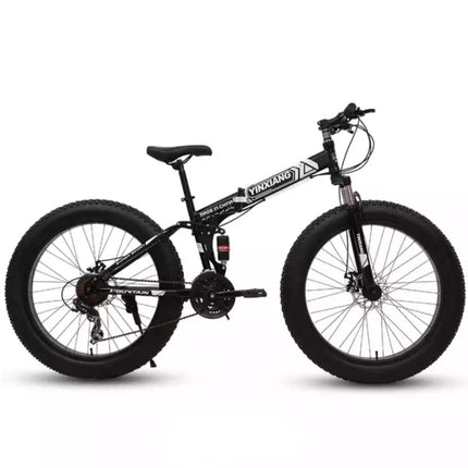 Fat Tyre Foldable Cycles for Adults & Unisex26 * 4T Dual Suspension Shimano Gear Cycle (Black) Inches,Folding Bike, 18 Inches 