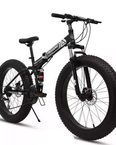 Fat Tyre Foldable Cycles for Adults & Unisex26 * 4T Dual Suspension Shimano Gear Cycle (Black) Inches,Folding Bike, 18 Inches 