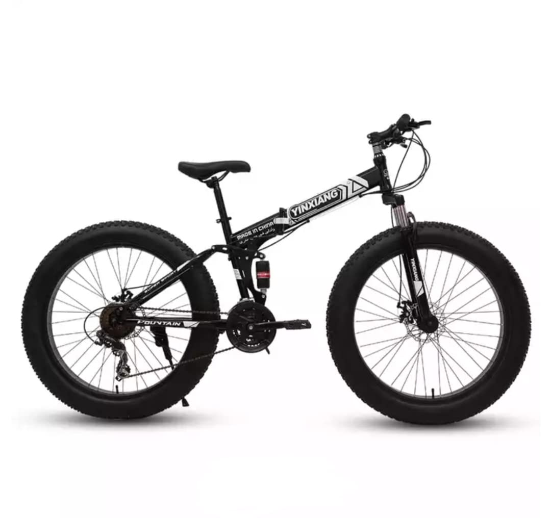 Fat Tyre Foldable Cycles for Adults & Unisex26 * 4T Dual Suspension Shimano Gear Cycle (Black) Inches,Folding Bike, 18 Inches 