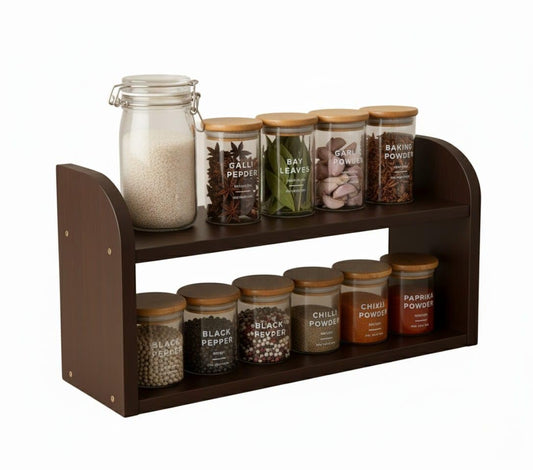 FireBees Modular Kitchen Organizer Rack | Masala Stand for Kitchen Corner | Wooden Rack for Kitchen Storage | Kitchens Rack Stand | Spice Rack Wooden | Counter Top Shelf Organiser 4X14X8 INCH 
