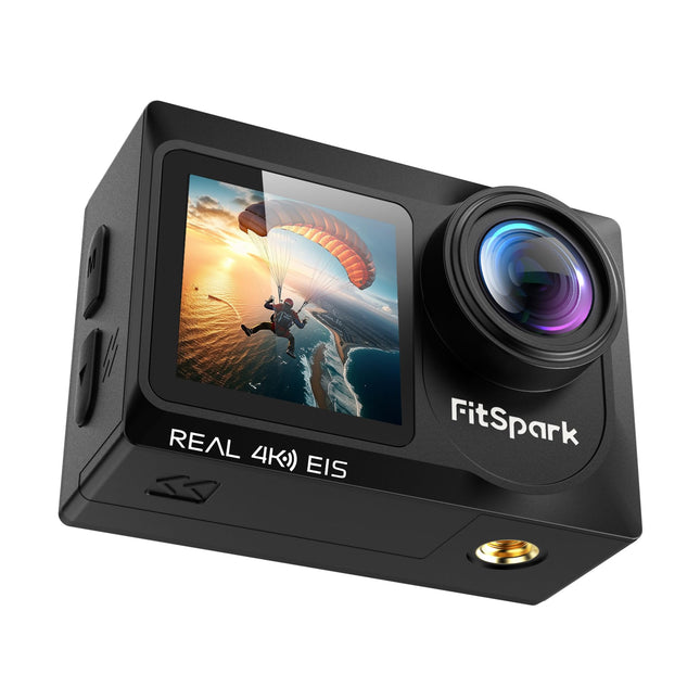 FitSpark Eagle i15 Pro Max Real 4K30FPS Dual Touch Screens WiFi Action Camera Advanced Chipset Sony Sensor EIS 2.0 Stabilization Wide-Angle Supports External MIC Bike Helmet Camera for Moto Vlogging 
