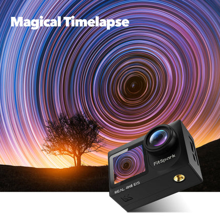 FitSpark Eagle i15 Pro Max Real 4K30FPS Dual Touch Screens WiFi Action Camera Advanced Chipset Sony Sensor EIS 2.0 Stabilization Wide-Angle Supports External MIC Bike Helmet Camera for Moto Vlogging 