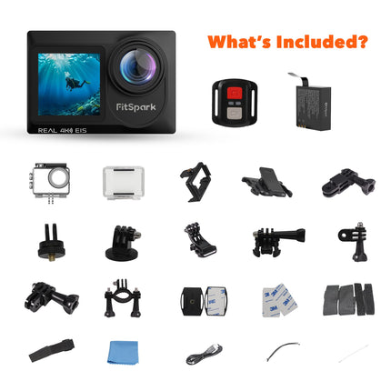 FitSpark Eagle i15 Pro Max Real 4K30FPS Dual Touch Screens WiFi Action Camera Advanced Chipset Sony Sensor EIS 2.0 Stabilization Wide-Angle Supports External MIC Bike Helmet Camera for Moto Vlogging 