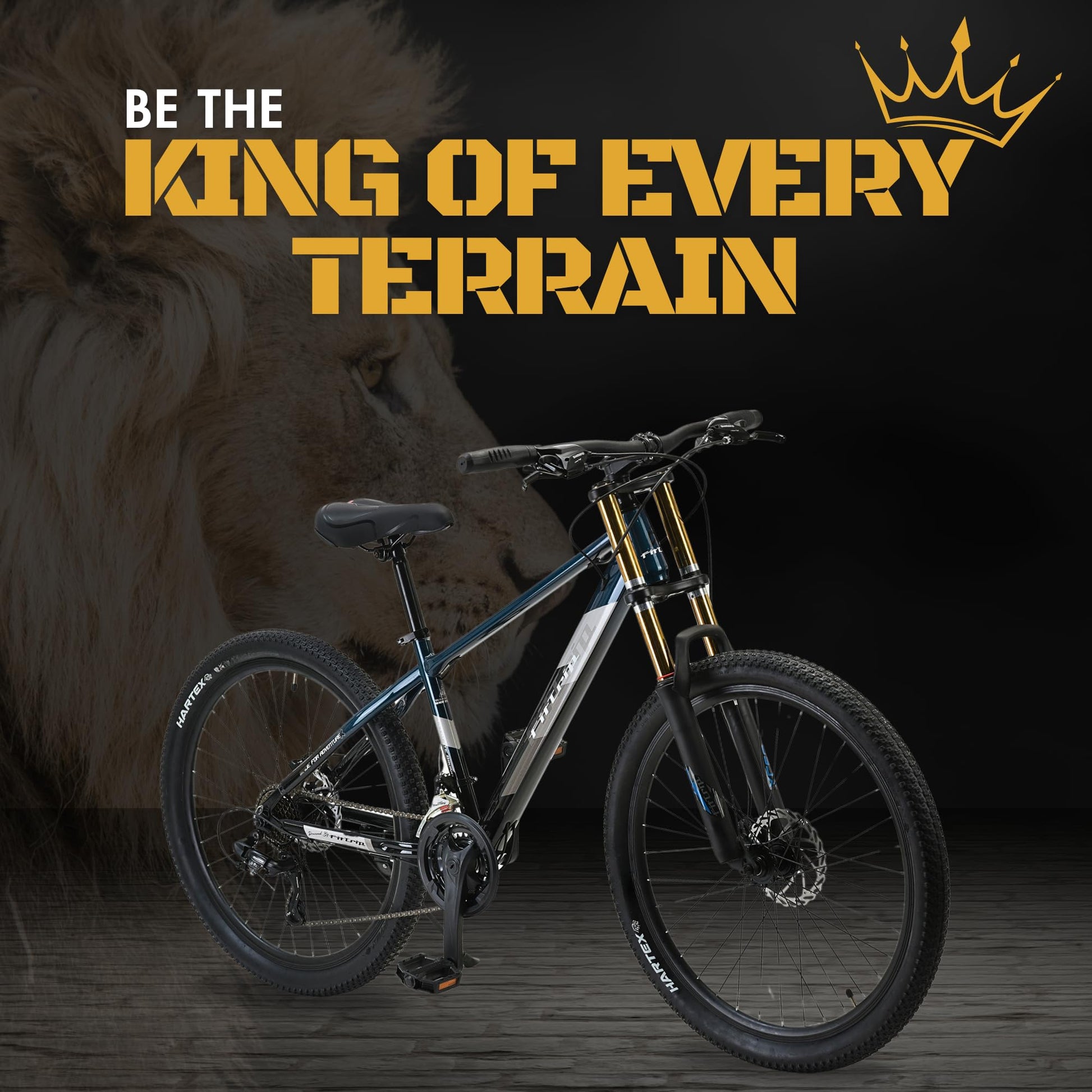 FitTrip Adult Super Dominator 26 Inch Stunt MTB,21 SPD Shimano Gearset | Imported Double Crown Suspension | Jak 7 Dual Disk Brakes | Dual Tone Paintjob with Crystals | Stunt Cycle (Mariana Teal Blue) 