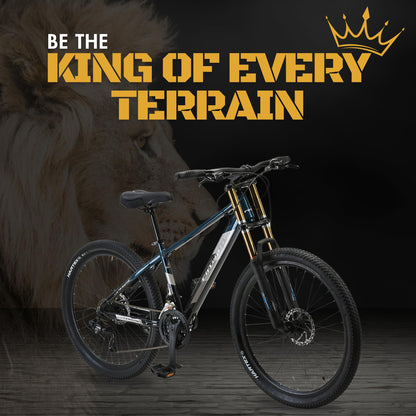 FitTrip Adult Super Dominator 26 Inch Stunt MTB,21 SPD Shimano Gearset | Imported Double Crown Suspension | Jak 7 Dual Disk Brakes | Dual Tone Paintjob with Crystals | Stunt Cycle (Mariana Teal Blue) 
