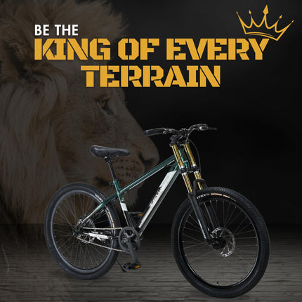 FitTrip Adult Super Dominator Non Gear | 26 Inch Stunt MTB | Imported Double Crown Suspension | 180MM Jak 7 Dual Disk Brakes | Best Single Speed Stunt Cycle (British Racing Green) 