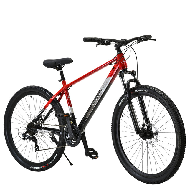 FitTrip Dominator 29 Inch MTB Cycle for Men | 21 SPD Shimano Gearset | Zoom Lockout Suspension | Clarks Dual Disk Brakes | Dual Tone Paintjob with Crystals | Unisex (Rouge Red) 