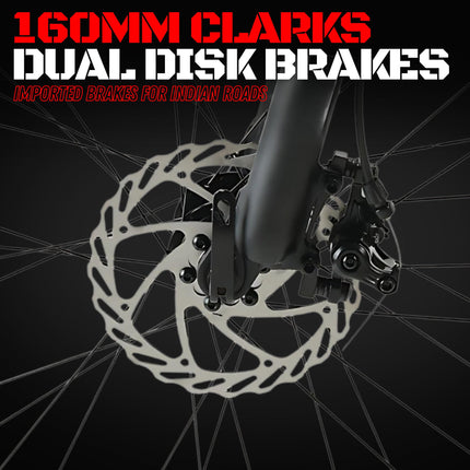 FitTrip Dominator 29 Inch MTB Cycle for Men | 21 SPD Shimano Gearset | Zoom Lockout Suspension | Clarks Dual Disk Brakes | Dual Tone Paintjob with Crystals | Unisex (Rouge Red) 