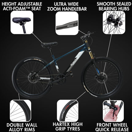 FitTrip Super Dominator Non Gear | 26 Inch Stunt MTB | Imported Double Crown Suspension | 180MM Jak 7 Dual Disk Brakes | Best Single Speed Stunt Cycle (Mariana Teal Blue) 