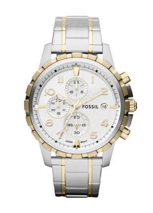 Fossil Analog White Dial Men's Watch-FS4795 Stainless Steel, Multicolor Strap 
