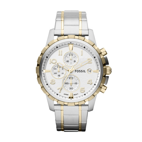 Fossil Analog White Dial Men's Watch-FS4795 Stainless Steel, Multicolor Strap 
