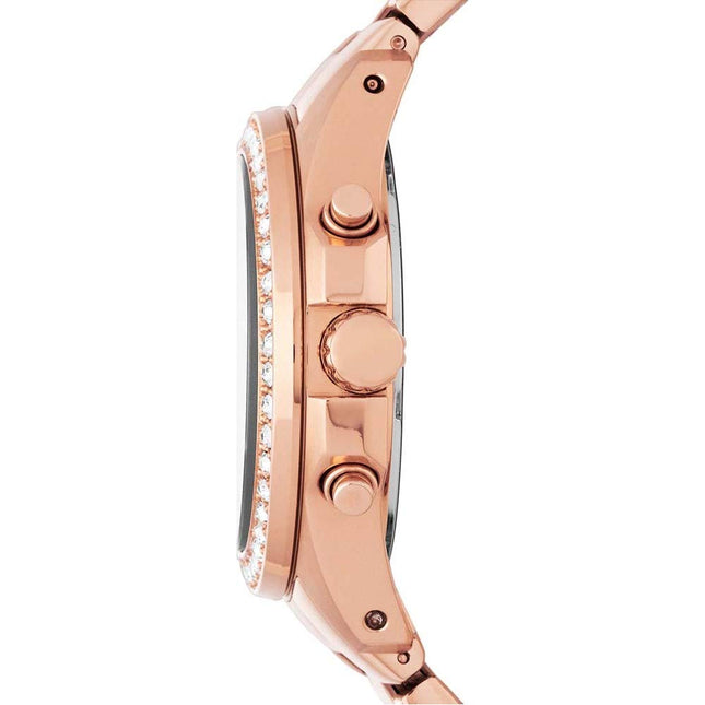 Fossil Chronograph Rose Gold Dial Women Watch ES3352 Stainless Steel, Rose Gold Strap 
