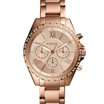 Fossil Modern Courier Stainless Steel Analog Women's Watch BQ3377 (Rose Gold Dial Rose Gold Colored Strap) 