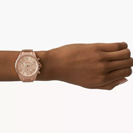 Fossil Modern Courier Stainless Steel Analog Women's Watch BQ3377 (Rose Gold Dial Rose Gold Colored Strap) 