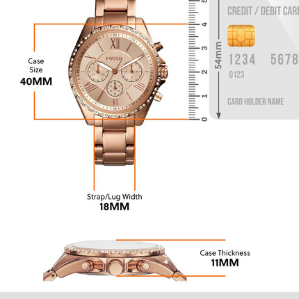 Fossil Modern Courier Stainless Steel Analog Women's Watch BQ3377 (Rose Gold Dial Rose Gold Colored Strap) 