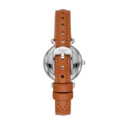Fossil Women Leather Carlie Mini Analog Blue Dial Watch-Es4701, Band Color-Brown 
