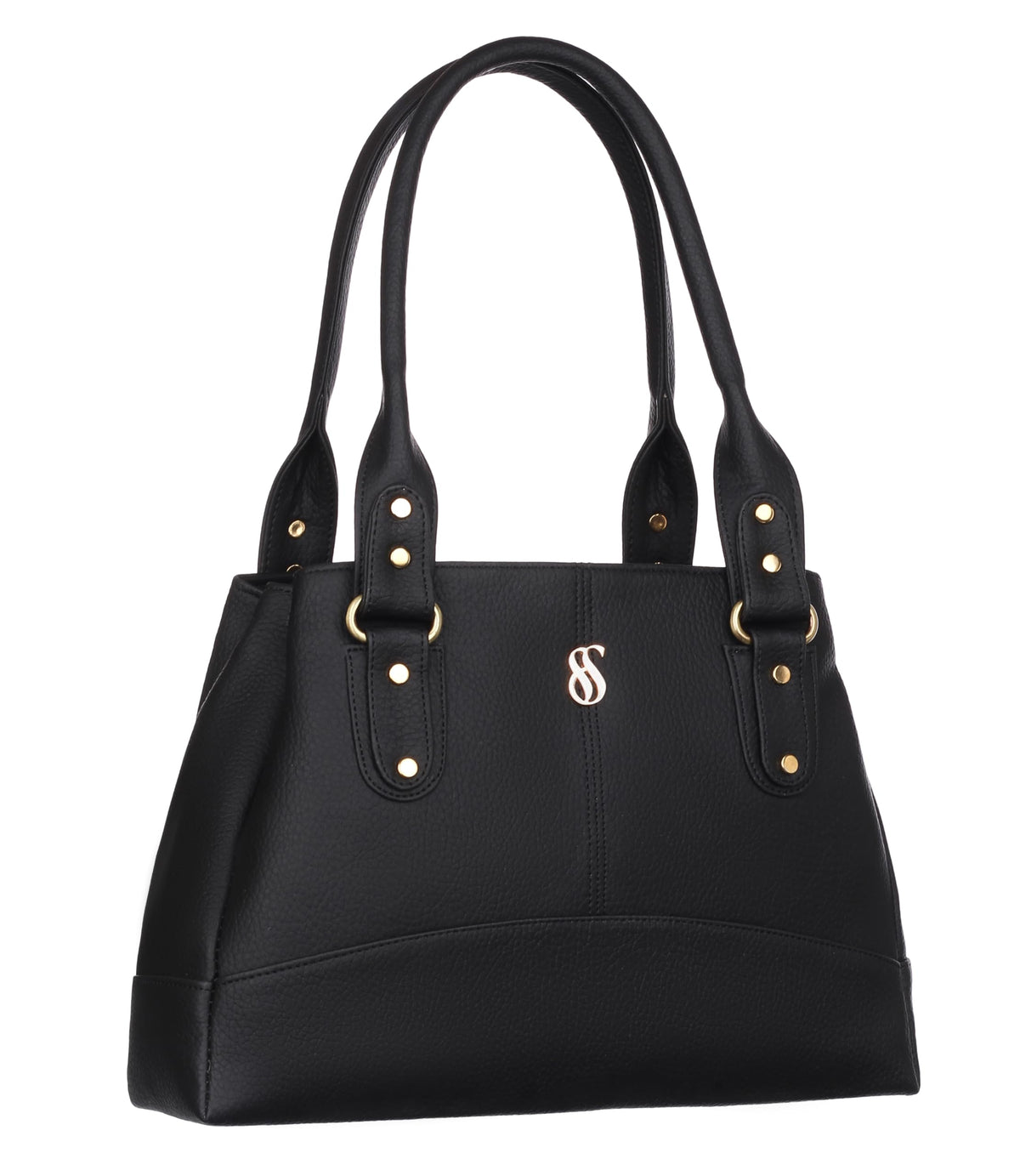 Fostelo Women's Vegan Leather Catlin Luxe Shoulder Bag | Ladies Purse Handbag (Black) (Large) 