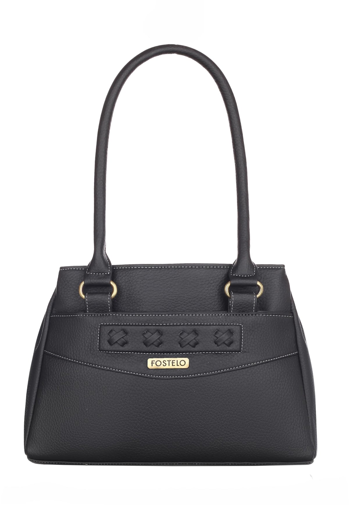 Fostelo Women's Vegan Leather Maria Handbag Shoulder Hobo Bag Ladies Purse (Black) (Large) 