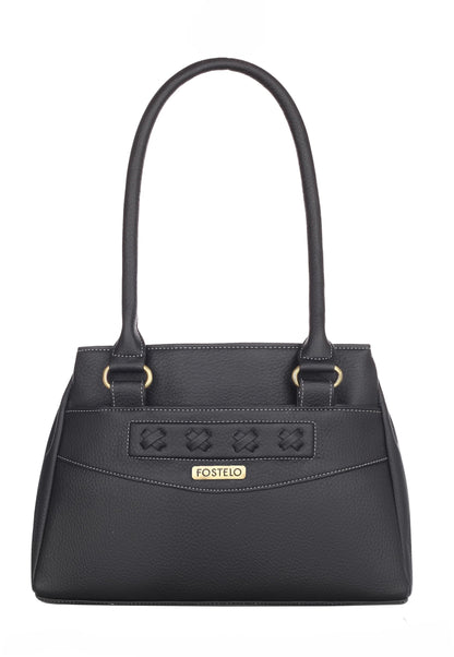 Fostelo Women's Vegan Leather Maria Handbag Shoulder Hobo Bag Ladies Purse (Black) (Large) 
