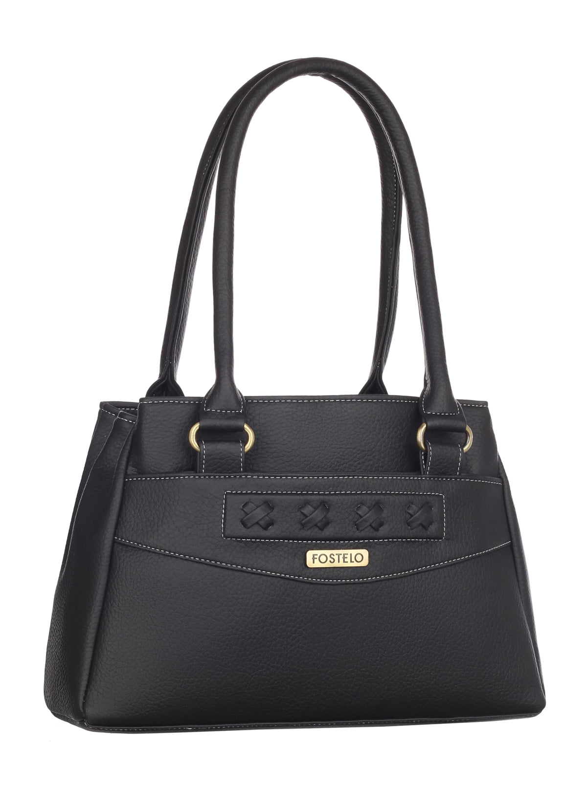 Fostelo Women's Vegan Leather Maria Handbag Shoulder Hobo Bag Ladies Purse (Black) (Large) 