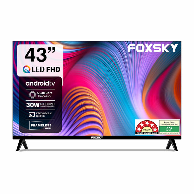 Foxsky 108 cm (43 inches) Full HD Smart LED TV 43FS-VS (Black) 
