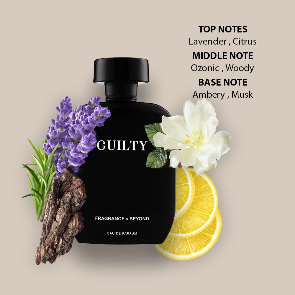 Fragrance & Beyond Guilty Eau de Parfum for Men 100ml – French Luxury Blend with Citrus, Lavender & Amber | Intense Long Lasting Scent | Best Gift for Men 