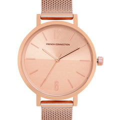 French Connection Stainless Steel Analog Rose Gold Dial Women's Watch-Fc007Rgm 