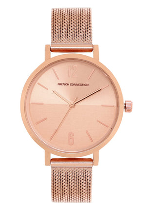 French Connection Stainless Steel Analog Rose Gold Dial Women's Watch-Fc007Rgm 