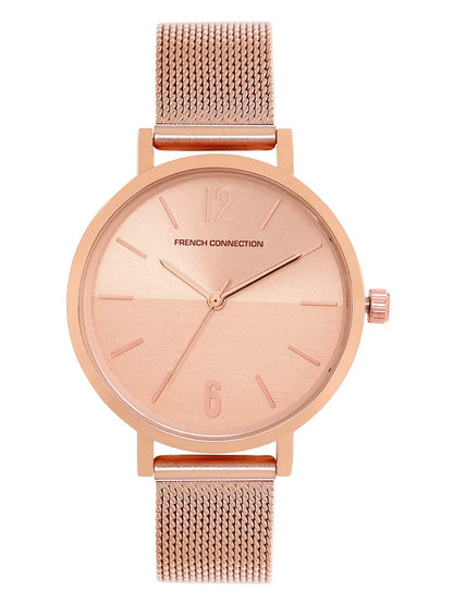 French Connection Stainless Steel Analog Rose Gold Dial Women's Watch-Fc007Rgm 