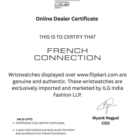 French Connection Stainless Steel Analog Rose Gold Dial Women's Watch-Fc007Rgm 