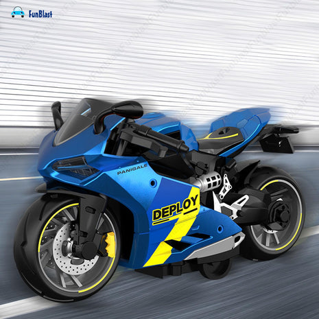 FunBlast Bike Toy for Kids – Motorcycle Toy for Kids, Friction Powered Bike Toy, Motorcycle Toy for Kids, Boys, Realistic Bike Toy, Toy for 3+ Years Old Kids (Blue) 