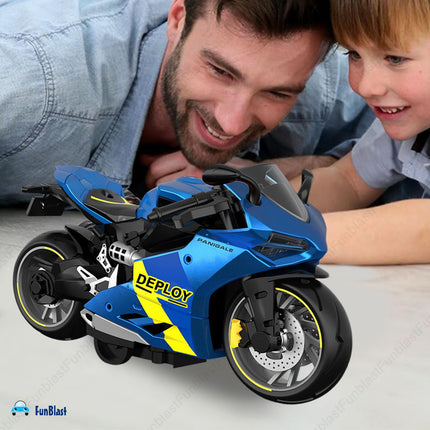 FunBlast Bike Toy for Kids – Motorcycle Toy for Kids, Friction Powered Bike Toy, Motorcycle Toy for Kids, Boys, Realistic Bike Toy, Toy for 3+ Years Old Kids (Blue) 
