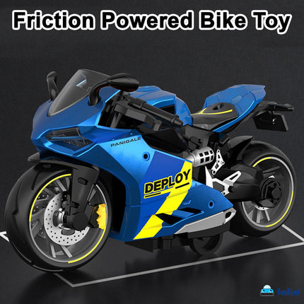 FunBlast Bike Toy for Kids – Motorcycle Toy for Kids, Friction Powered Bike Toy, Motorcycle Toy for Kids, Boys, Realistic Bike Toy, Toy for 3+ Years Old Kids (Blue) 