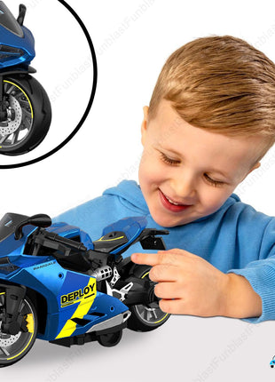 FunBlast Bike Toy for Kids – Motorcycle Toy for Kids, Friction Powered Bike Toy, Motorcycle Toy for Kids, Boys, Realistic Bike Toy, Toy for 3+ Years Old Kids (Blue) 