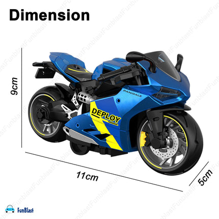 FunBlast Bike Toy for Kids – Motorcycle Toy for Kids, Friction Powered Bike Toy, Motorcycle Toy for Kids, Boys, Realistic Bike Toy, Toy for 3+ Years Old Kids (Blue) 