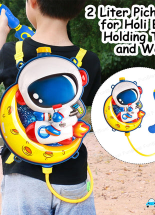 FunBlast Holi Pichkari Water Gun for Kids Boy Girl – Space Theme Water Gun, Powerful High Pressure Tank Spray, Pichkari for Holi Back Holding Tank and Water Gun Kids (2 Liter) 