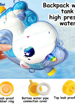 FunBlast Holi Pichkari Water Gun for Kids Boy Girl – Unicorn Theme Water Gun, Powerful High Pressure Tank Spray, Pichkari for Holi Back Holding Tank and Water Gun Kids (1.8 Liter) 