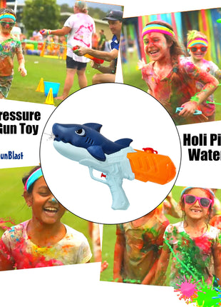 FunBlast Holi Pichkari Water Gun for Kids Boy & Girls – Shark Powerful High Pressure Tank Spray Gun Toy, Pichkari for Holi Water Gun for Boys, Girls, Kids, Pichkari Gun Big Toy – Random Color (500ML) 